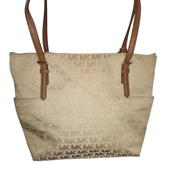Michael Kors Beige MK Logo Tote - Picture 1 of 3